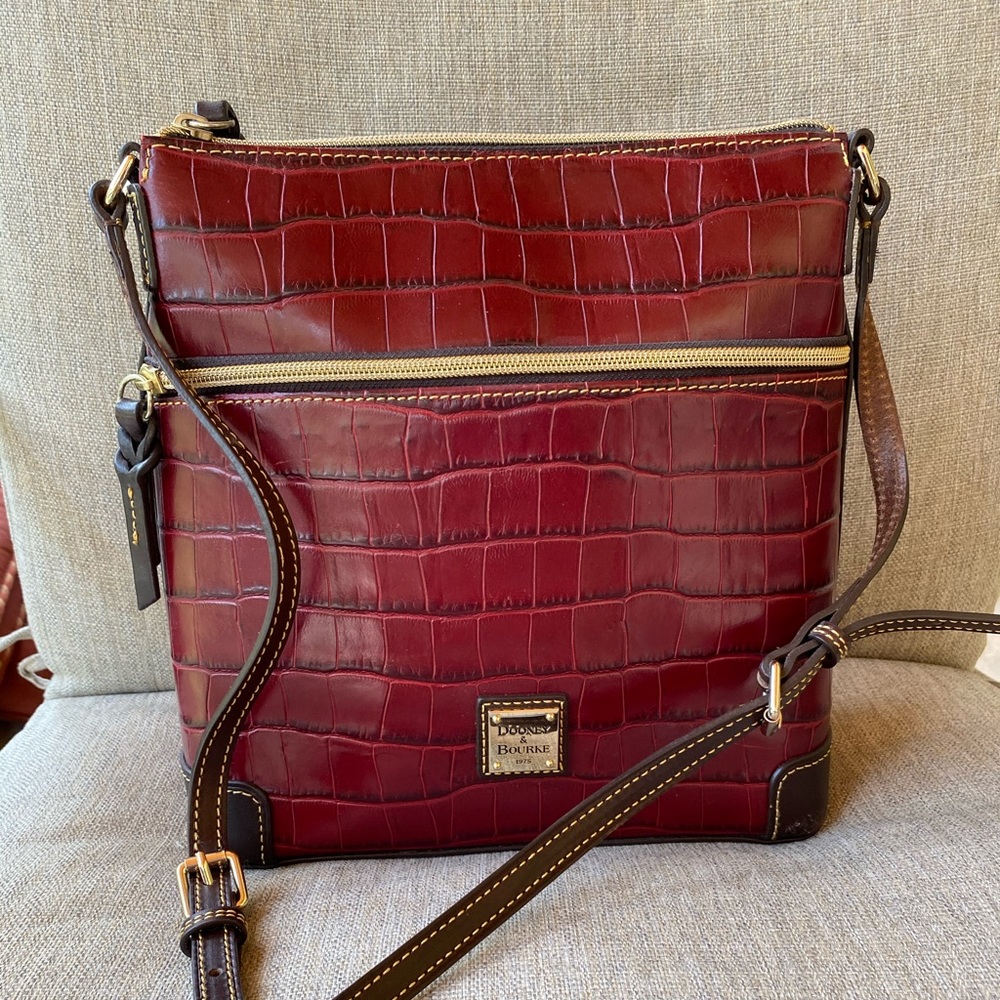 Dooney & Bourke Red Croc Leather Large Crossbody